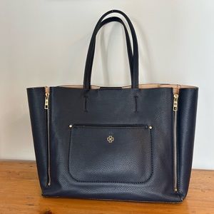 Ann Taylor Zip Expandable Navy Blue Tote